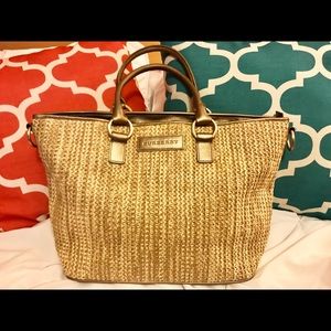 Authentic Burberry gold woven bag